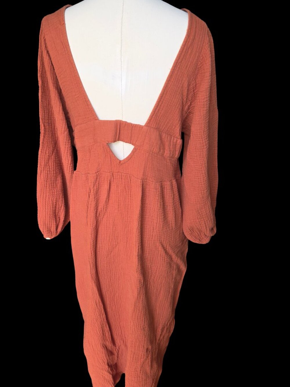 Madewell Lightspun V-Neck Midi Dress Burnt Clay Size Large - Picture 4 of 5